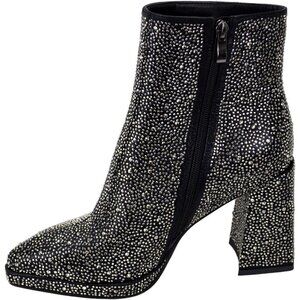✨ Stefaniya nina Cowgirl Boots Women Black Reshinestone&PU Leather Fashion Boots